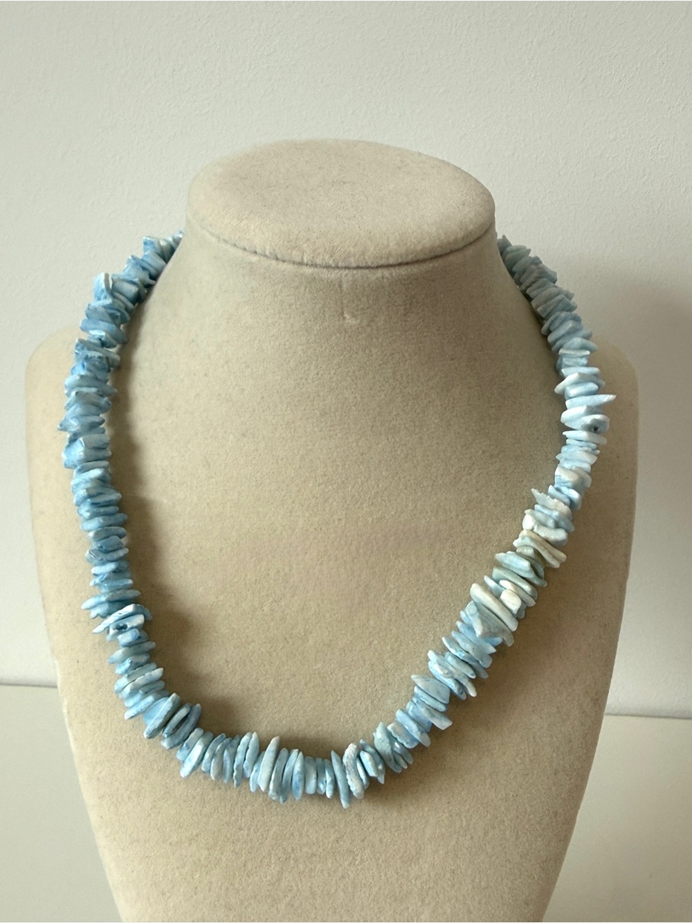 Handmade Light Blue Shell Chip Necklace